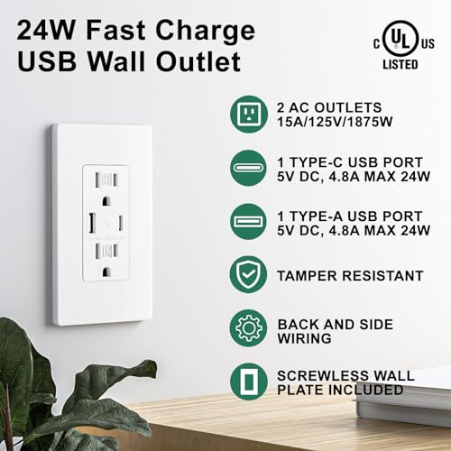 Brilltech BT15A2USB-10P 10 Pack - Brilltech Usb Outlet, Wall Outlet thumb #1