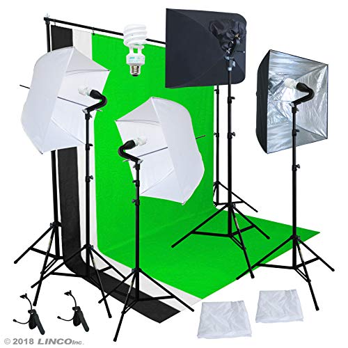Linco Studio Lighting Light Video Photo Softbox Photography Kit Backdrop Muslin
