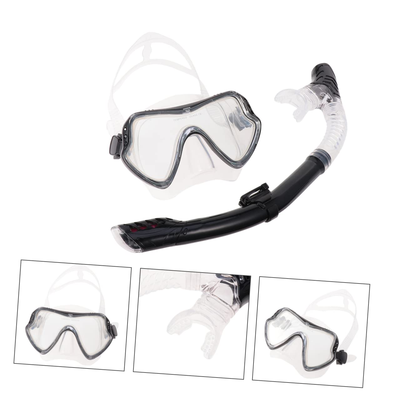 Set de Máscara de Snorkel de Silicona Negra para Hombres y Mujeres
