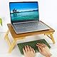 WKWKER 100% Bambus Laptop Bett Tisch Schoß Schreibtisch Für Bed Breakfast Betttablett Mit Klappbeinen Tragbarer Nachttisch Für Computer Snack Schreibstudio (Natürlich)