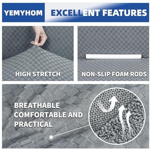 Yemyhom Couch Cover Latest Jacquard Design High Stretch Sofa Covers For 3 Cushion Couch, Pet Dog Cat Proof Slipcover Non Slip Magic Elastic Furniture Protector thumb #2