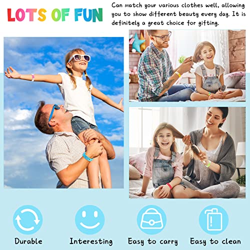 Image of MTLEE 36 Pieces Silicone Charm Bracelet Wristbands Adjustable Cute Kids Bracelets for Boys and Girls Swimming Identify Shoe Charms Birthday Presents, 12 Colors (Stylish Color, 8 Inch)