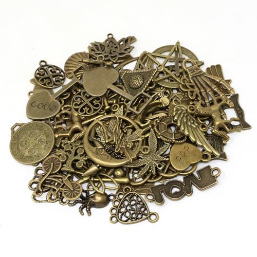 Yueton 100 Gram (Approx 70pcs) Assorted Antique Charms Pendant for