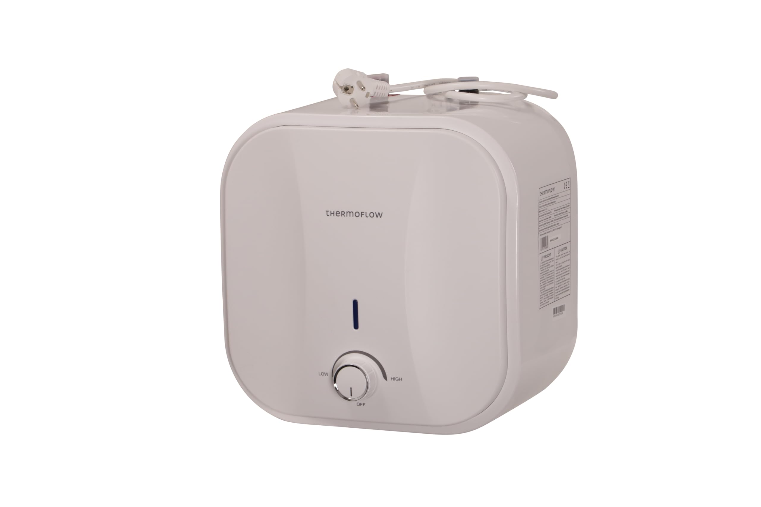 Thermoflow DS 15O Obertischspeicher druckfest/Warmwasserboiler 15 L Speichervolumen/Elektro-Warmwasserboiler G 1/2" Anschluss / 30-75 °C / 65 °C in 31 min. [Energieklasse B]