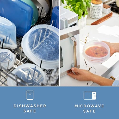 Image of Stasher Premium Reusable Silicon Stretch Lids Variety 4-Pack, Clear, 9 inch, 6.5 inch, 4.5 inch, 2.5 inch | Airtight Seal | Food Container Covers | BPA Free, Leak-free, Dishwasher Safe, Microwave Safe, Eco-Friendly