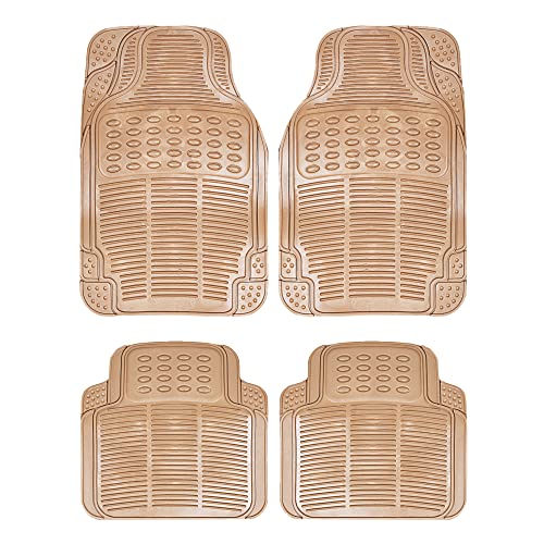 Riderscart Anti-Skid Rubber Car Floor Mat for Chevrolet Beat, All-Weather Protection Heavy Duty Floor Mat with Anti Tear Technology, Automotive Floor Mats (Set of 4, Brown)