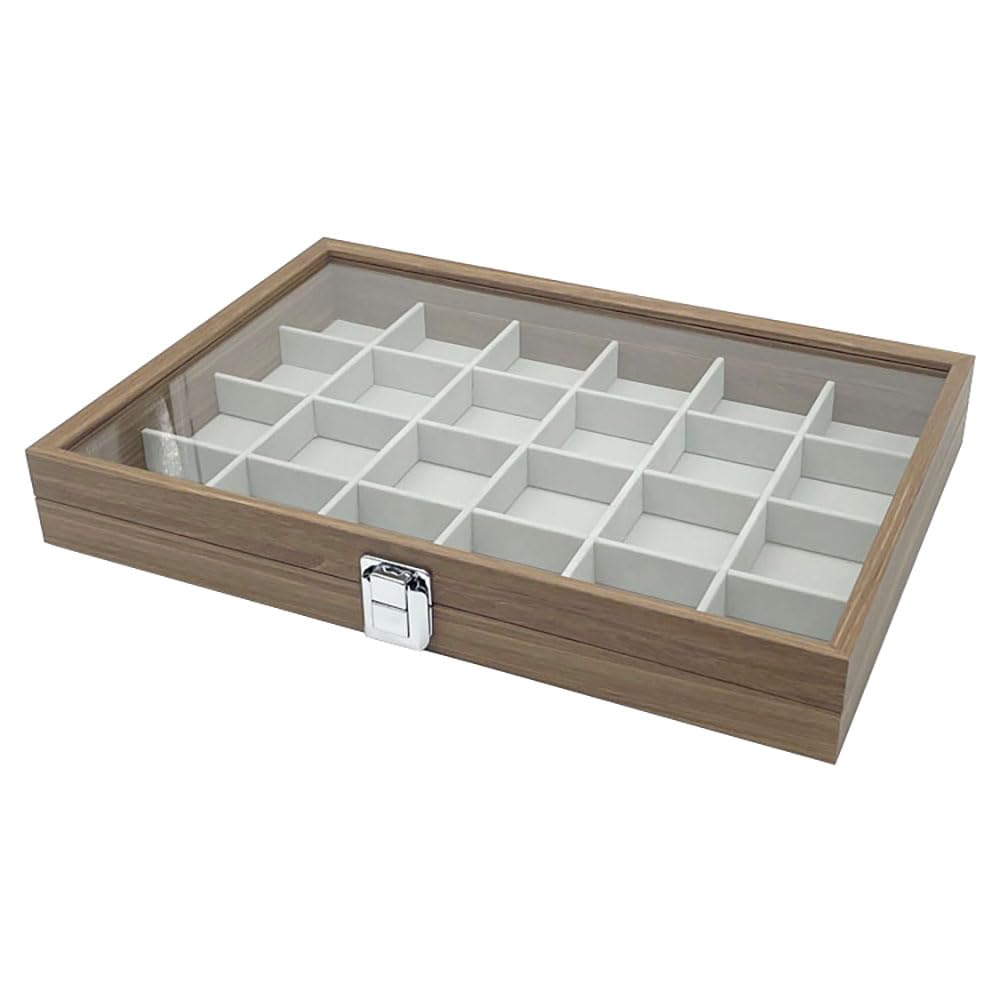 Boîte à Bijoux En Bois 24 Compartiments - Coffret Organisateur Portable Avec Couvercle Transparent, Rangement Bagues, Colliers