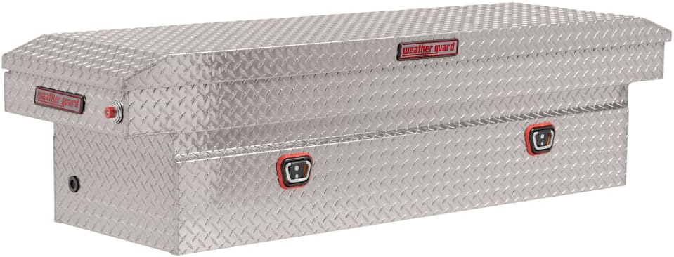 Weather Guard, 71.5in. Saddle Box, Width 72 in, Material Aluminum, Color Finish Diamond Plate Silver, Model# 127-0-03