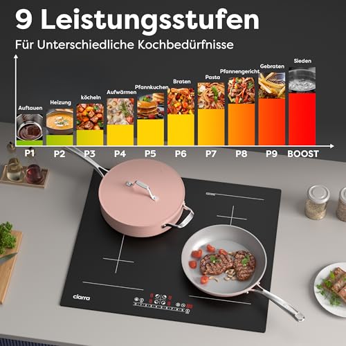 Foto von CIARRA CBBIH4BFF 4 Zonen Einbau Induktionskochfeld mit Zwei Flexzonen Power Booster Touch-Bedienung Kochfeld Induktion 4 Platten 9 Leistungsstufen Induktionskochplatte 60cm 7200W
