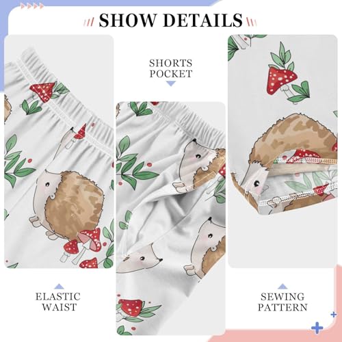 Hand Drawn Hedgehog Mushrooms Boys Pants for Kids Jogger Pants with Pockets S-XL4