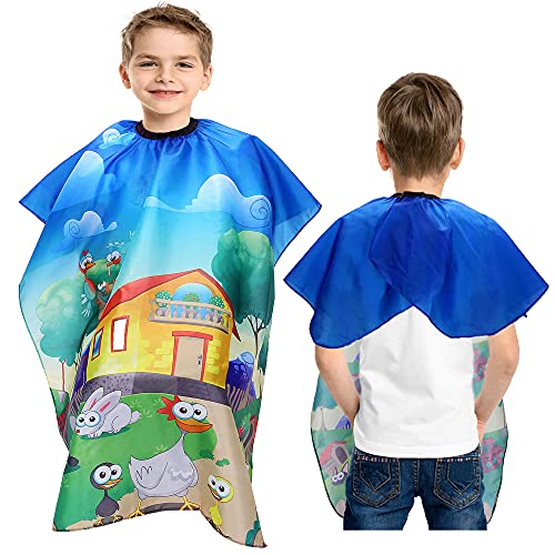 CCbeauty Kids Haircut Cape Barber Cape for Kids Professional Haircut Salon Cape with Adjustable Snap Closure Waterproof Hair Cutting Cape Child Hairdressing Cape,01