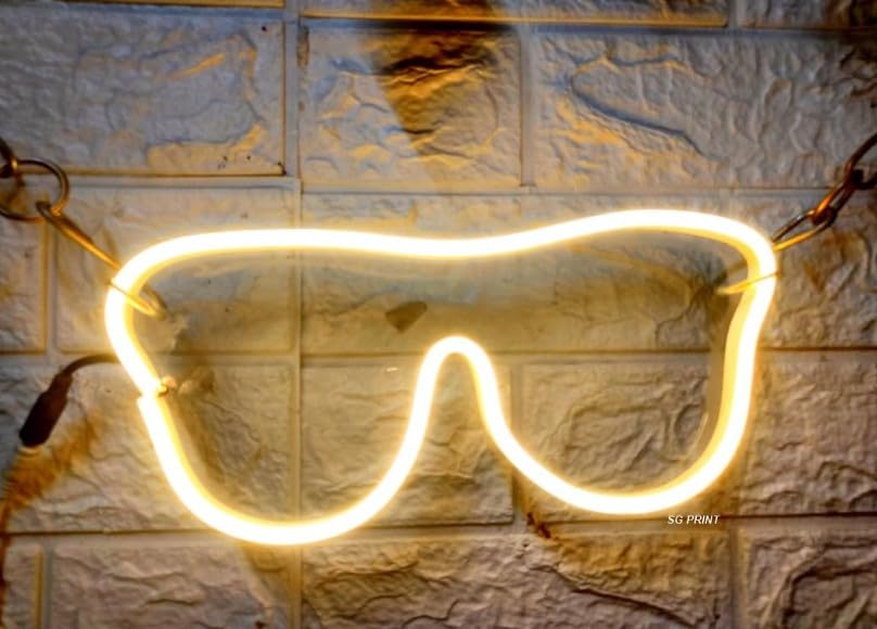 Wall Mitra Glasses Neon Signs Light LED Art Decorative Sign - for Wall Decor, Wedding Party Kids Room Living Room House Bar Pub Hotel Beach Recreational (Warm White)12x6-image-28
