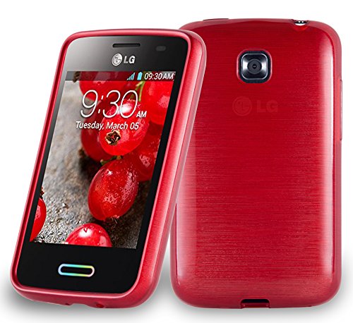Cadorabo Case Compatible with LG L3 II (2.Gen 2.SIM) in RED - Shockproof and Scratch Resistant TPU Silicone Cover - Ultra Slim Protective Gel Shell Bumper Back Skin