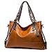 Color Scissor Womens PU Leather Smooth Roomy Shoulder Bag Crossbody Handbags Brown