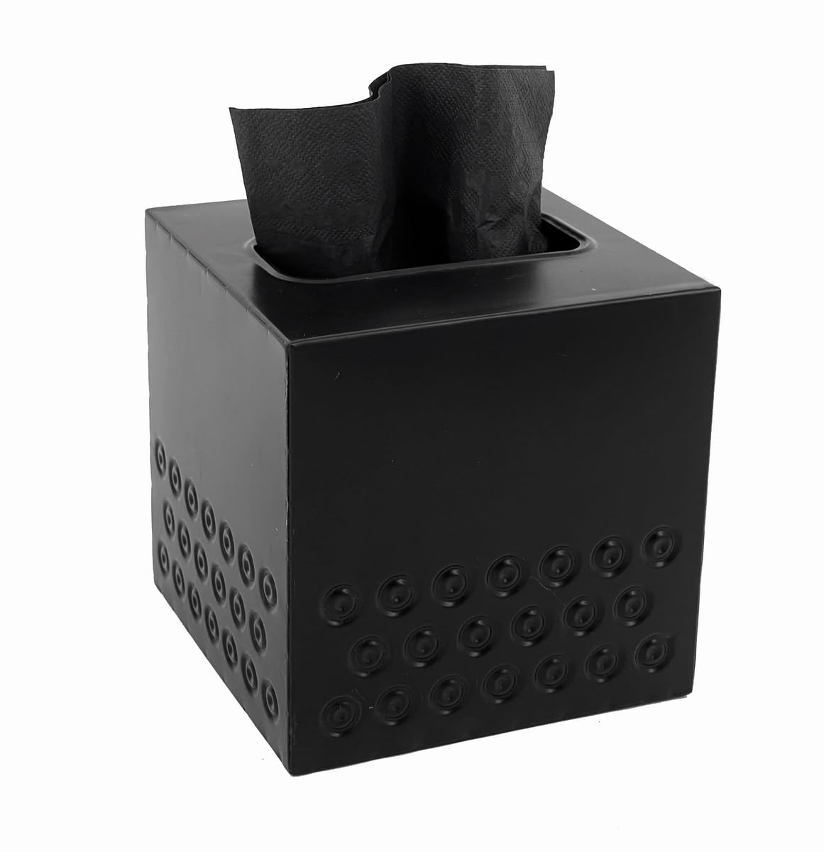 Metal Square Tissue Box Cover Holder with Magnetic Bottom, Modern Cube Paper Tissue Holder for Bathroom, Bedroom, Office, Vanity (Black)