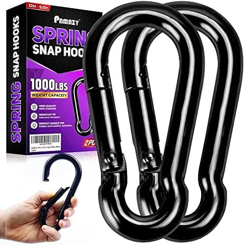 PAMAZY 2Pcs 5.5In Spring Snap Hooks 1000LBS Capacity, Carabiner Clip, Heavy Duty Rope Connector, Quick Link Carabiners Spring Snap Hooks for Indoor & Outdoor, Camping, Climbing, Fishing, Hiking Cover