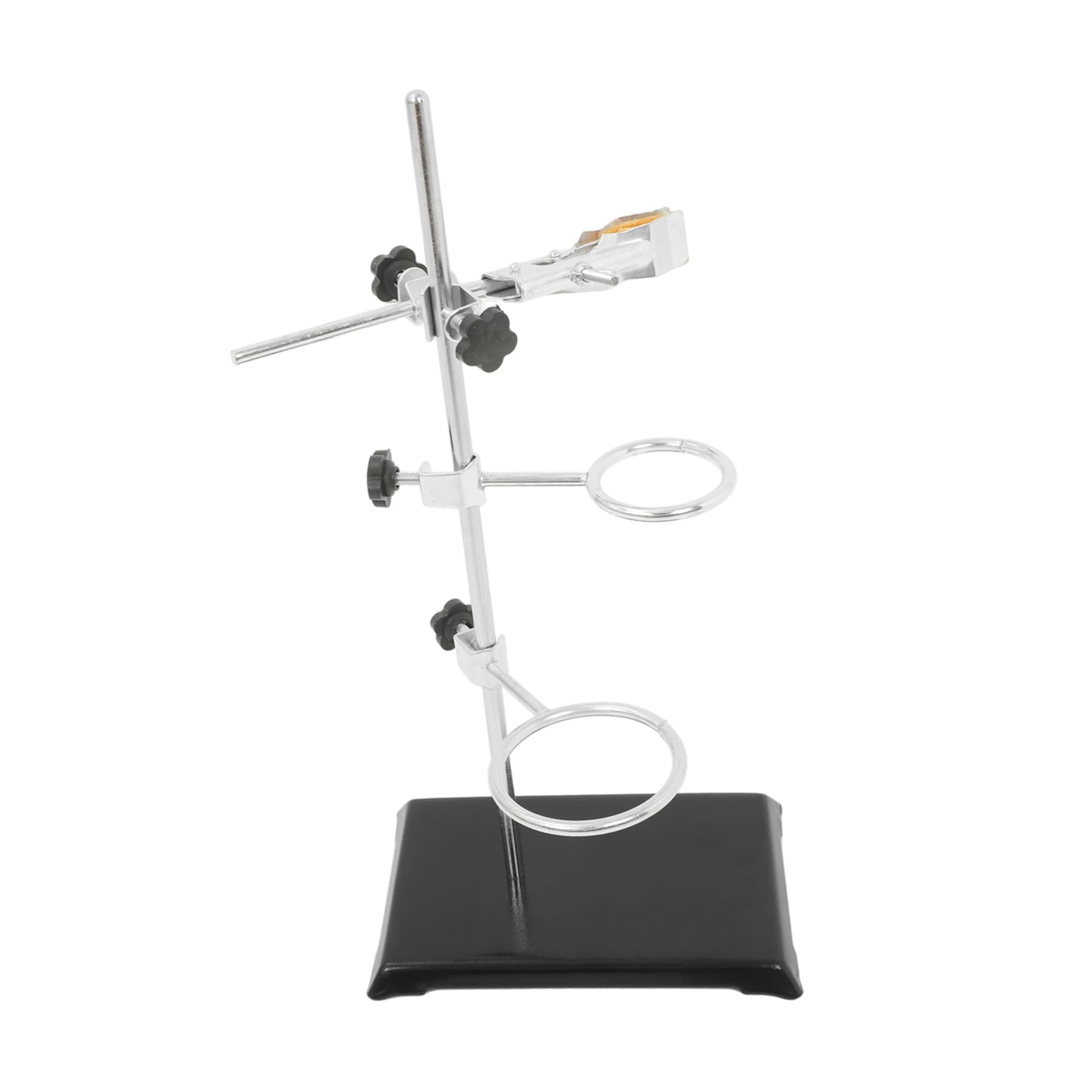 Verstellbares Laborstativ aus Eisen mit Ringklemme, Schwarz 40 Cm | Flaschen und Apparate, Stabile Schwerlast Basis, Kratzschützende Auflage
