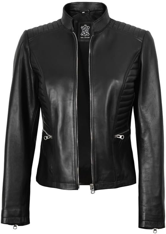 Decrum Leather Jacket Women - Casual Real Lambskin Womens Leather Jacket - Image 2