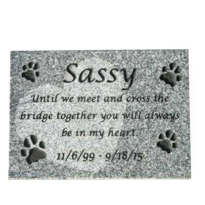 Carved Impressions Pet Memorial Headstone Grave Marker 12 x 8 Gray Granite Premium Design Large Text Capacity Endearment - Monument Grade USA Granite.