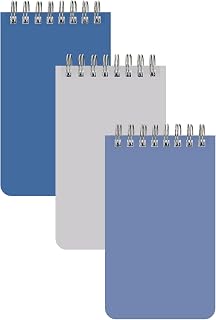 Blue Sky Flip Notes, 3" x 5", Non-Dated, Safety Wirebound, Assorted Colors, 3-Pack, Pocket-Sized Notepads for Notes, Lists, and Reminders (3, Assorted)