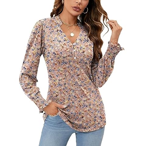 Rapbin Floral V-Neck Blouse Cover