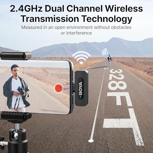 Boya BY-V10 2.4 ghz Omnidirectional Wireless Microphone System with a Transmitter & Receiver for Type-C Devices & Android. for Vlog, Social Media, YouTube Content with Rechargeable Battery. 50m Range (Image - 6)
