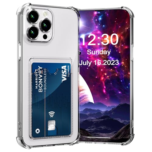 Image of AKABEILA Case for iPhone 14 Clear Cute Phone Case Soft TPU Wallet Case Slim Bag Cover Shockproof with Card Slot Holder