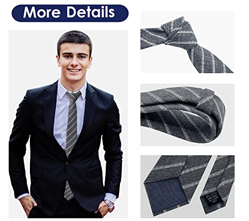 Image of Mantieqingway Mens Skinny Ties,2.56 inch Cotton Neckties Striped Plaid Ties for Groom Groomsmen Wedding Party Christmas