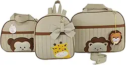 BOLSA MATERNIDADE MENINO 3 PEÇAS SAFARI (BEGE)