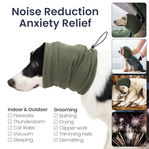 Image of Nanaki Dog Calming Hoodie-No Shake Hematomas Ear Wraps Cover, Adjustable Dog Snood Ear Muffs Protector for Noise Protection, Anxiety Relief, Fireworks, Grooming, Bathing, 4th of July