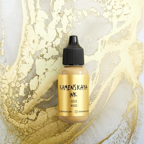 KAMENSKAYA Metallic Alcohol Inks: Gold Alcohol Ink 'M-033', 0.51 fl oz (15 ml)