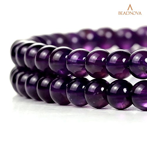 Image of BEADNOVA 4mm Natural Amethyst Purple Quartz Gemstone Round Loose Beads for Jewelry Making (90-92pcs)