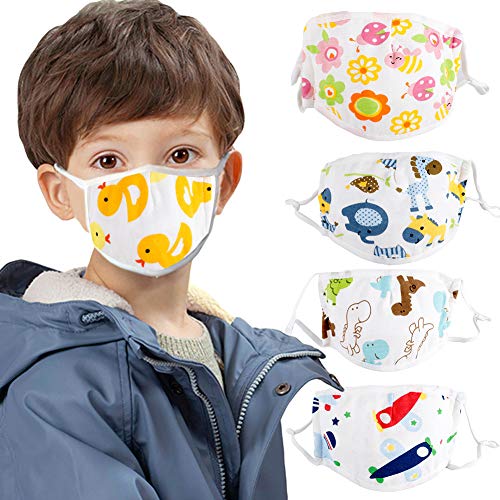 Preisvergleich Produktbild Oce180anYLV Gesichtsschutz für Kinder, Baumwolle, Cartoon, verstellbar, 5 Schichten, Anti-Staub-Mundschutz L Kalb*