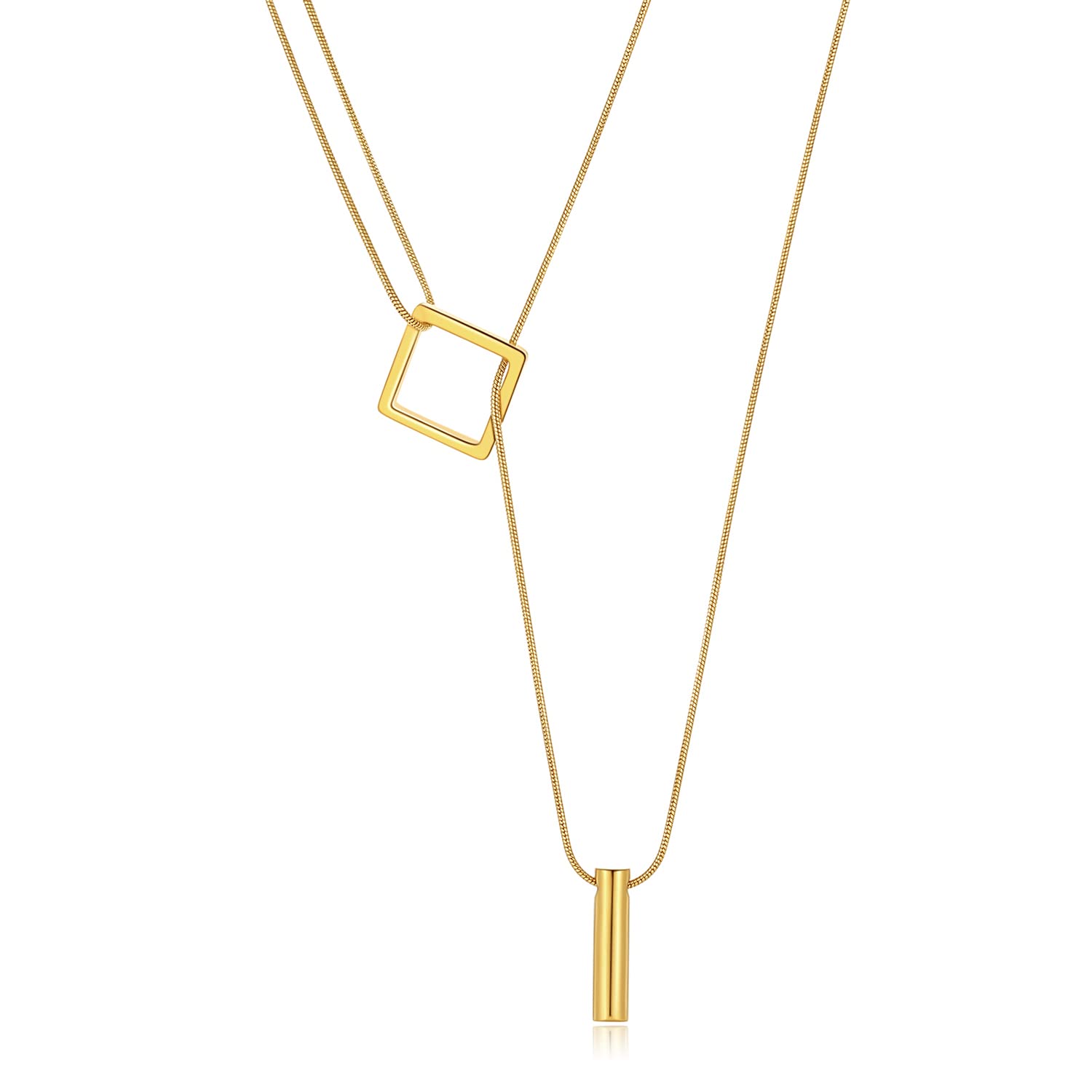 HTLGold Dainty Necklaces for Women Jewelry, 18K Gold Cute Plated Pend Genericant Rope Chain for Teen Girls Jewelry Gifts Simple Cute Geometric