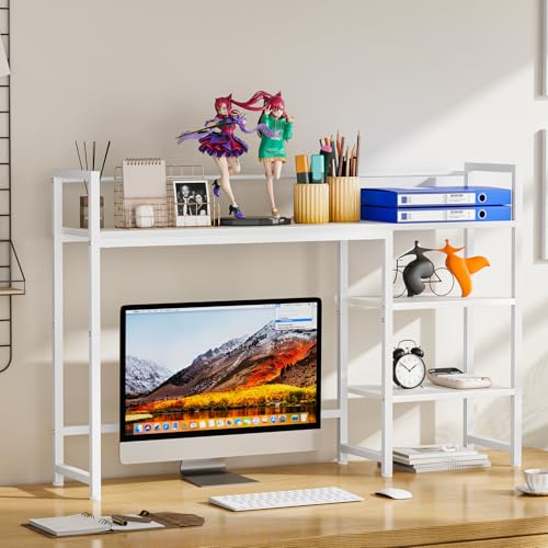 Snughome Desk Shelf, 44.9" Large Desktop Organizer Shelf, Desk Hutch for Monitor, 4 Tier Display Rack, Wooden Desktop Bookshelf Storage Rack for Home Office Dorm by Snughome - Image 2