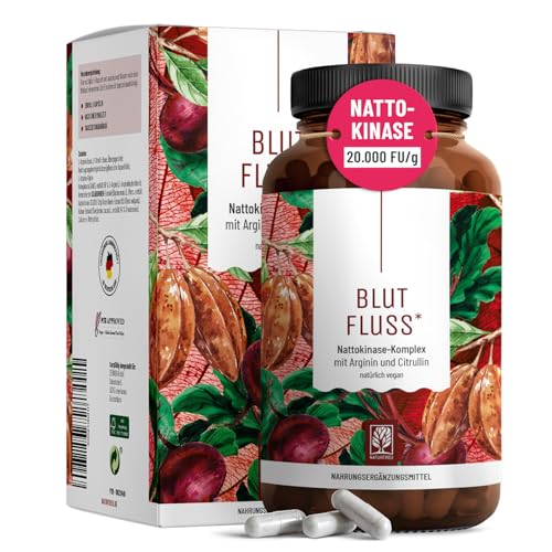 NATURTREU® Nattokinase-Kapseln mit Citrullin & hochdosiertem L-Arginin - Komplex aus L-Arginin Base, L-Arginin (AAKG), L-Arginin HCL - 180 vegane Kapseln in Deutschland hergestellt & geprüft