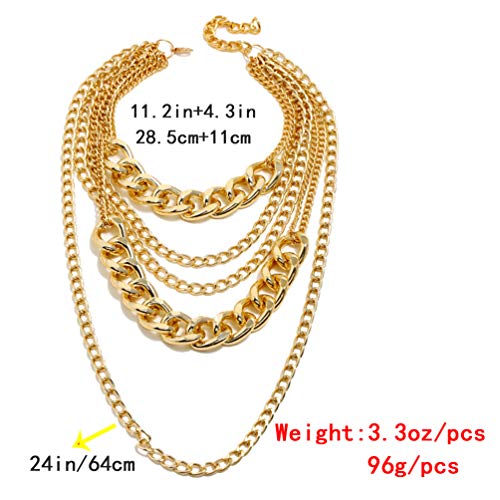 CIBIRICH Chunky Necklaces for women Punk Chain Multilayer Statement Collar Necklace Gold3
