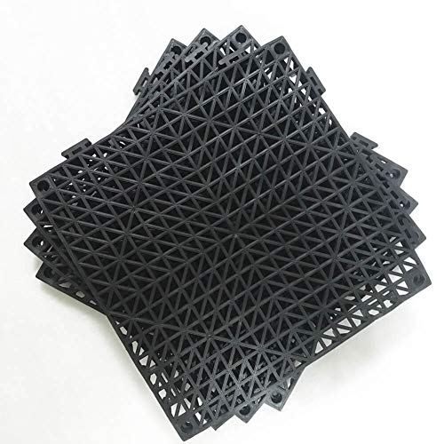 4pcs Modular Interlocking Cushion 11.5  x 11.5  Floor Tile Mat Mats Drain Pool Shower Home Indoor Outdoor (Black)