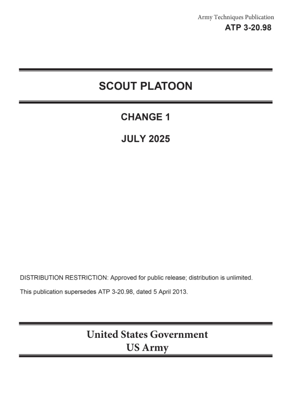 Army Techniques Publication ATP 3-20.98 Scout Platoon Change 1 July 2025