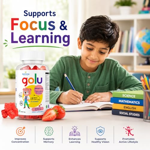 Image of Bright Eye Gummies For Kids (5-13 years) | With Omega 3 | Promotes Better Eye Health Brain Booster | 30 Gummies (Pack of 1)