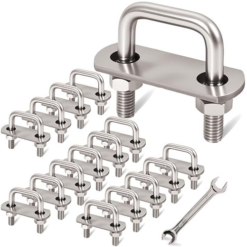 Image of 16 Pcs M8 Square U Bolts 1-1 /4 Inch Wide, 5 /16 inch x 1-1 /4 inchW x 3-5 /8 inchL | 304 Stainless U Bolt Heavy Duty with Nuts,Bolt Plate and Washers,1 1 /4 stainless u bolt,Metric bolts