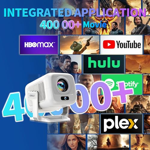 Image of [Auto Focus & 2026 Upgraded] Mini Projector 1080P FHD Support 4K Portable Projector with WiFi6 and Bluetooth5.4 Built-in App 180 Adjustable Auto Keystone, Compatible with HDMI /Laptop /USB, White