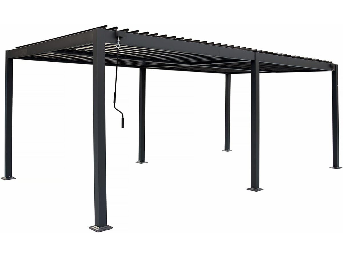 Pergola bioclimatique autoportante en Aluminium Kensington - 3 x 6 m - Gris