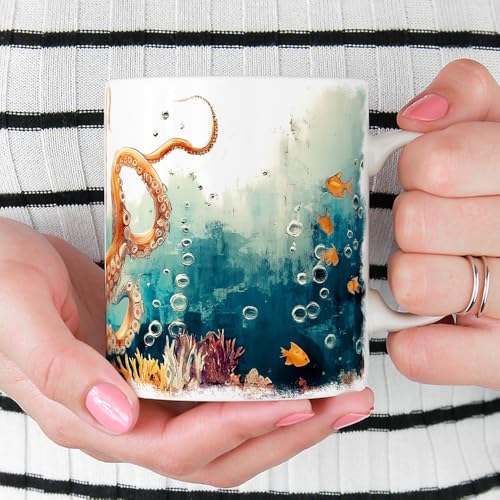 Taza de cerámica con diseño náutico de pulpo Loftipop 11oz miniatura 2