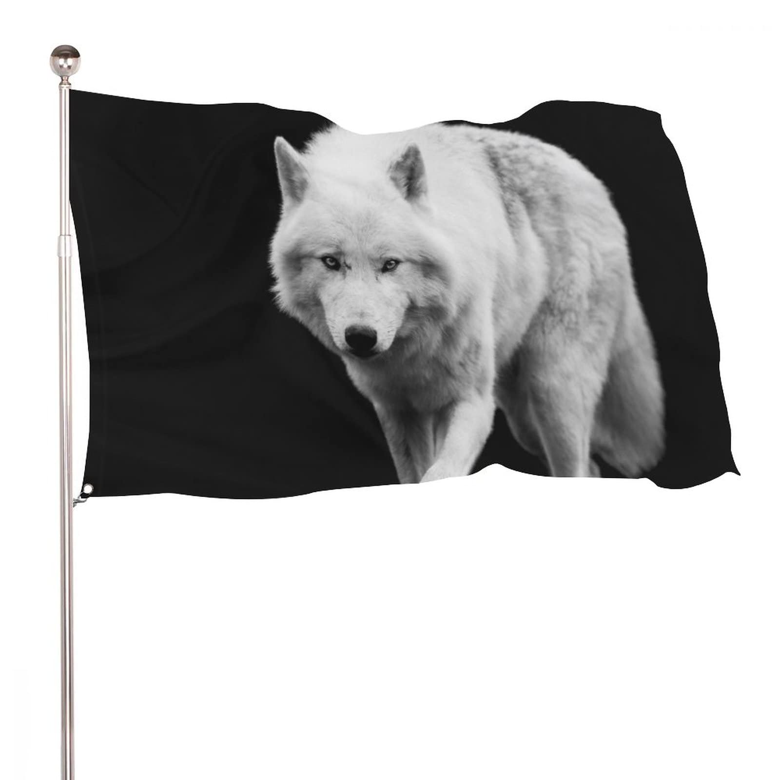 Decorative Garden Flag Yard Banner, White Wolf Print, Holiday Welcome Garden Flags Lawn Hanging Decor 4x6ft -(120x180cm)