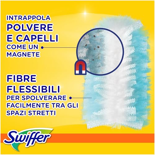 Swiffer Duster Piumini Catturapolvere, 72 Piumini, Cattura e Intrappola Polvere e Sporco, Raggiunge I Punti più Difficili della Casa, Maxi Formato, Scorta per 36 Mesi