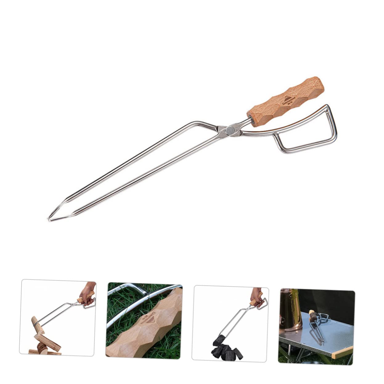 Pince à Acier Inoxydable Pince Barbecue Cheminée Forger Anti-brûlure Pratique