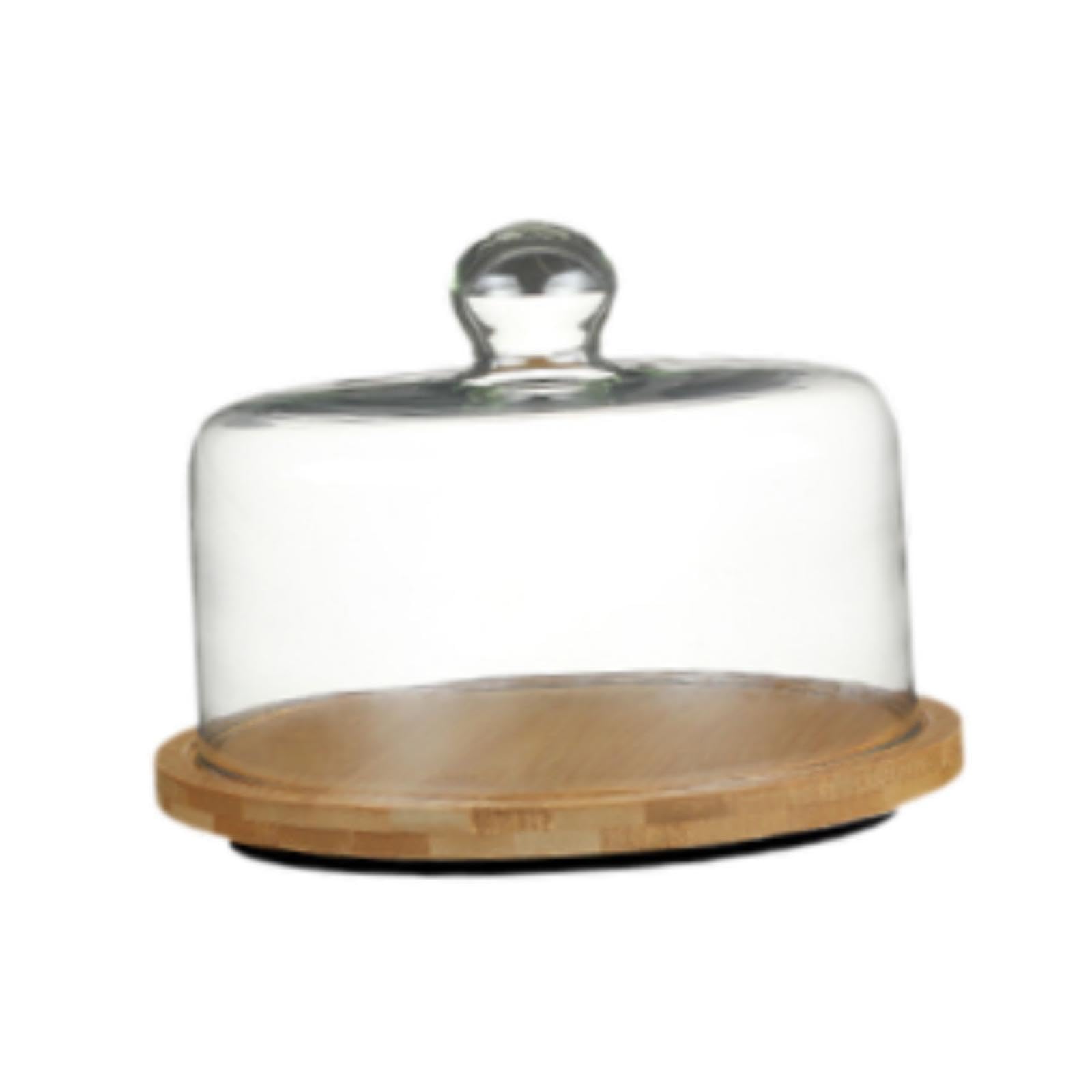 Soporte de Madera para Pasteles con Cúpula, Expositor Multiusos, Centro de Mesa, Plato para Servir, Bandeja para Servir para Tiendas Y Fiestas, 21x24cm