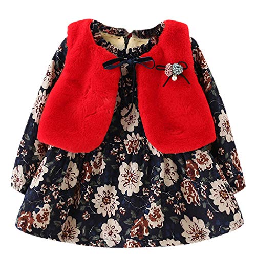 i-uend 2019 New Baby Mantel, Neugeborene Mädchen Faux Pelzmantel Dicke Flusen Warme Dicke Plus Mantel Oberbekleidung Für 0-24 Monate (Age:18-24 Months(Height:90-100cm), Red)