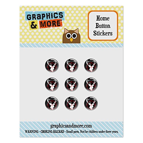 Set of 9 Puffy Bubble Home Button Stickers Fit Apple iPod Touch, iPad Air Mini, iPhone 4/4s 5/5c/5s 6/6s Plus - Hunting Fishing - Deer Buck